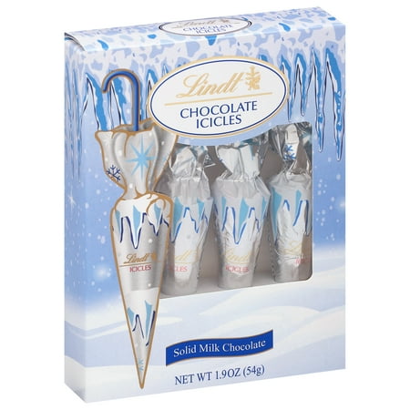 Lindt Chocolate Icicles, Solid Milk Chocolate Christmas Candy 4-pack, 1.9 oz. Box