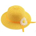thumbnail image 1 of Sombrero de hierba con flores ZHAOCHENG para niña amarillo 52-54 cm, 1 of 5