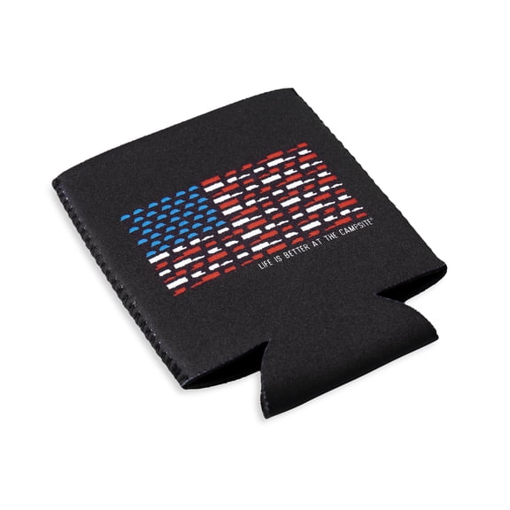 Camco 53378 Black Patriotic Flag Life Is Better at the Campsite RV Can Sleeve - 12 oz.