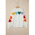 thumbnail image 5 of Casual White Chenille Graphic Sweater for Women – Perfect for Valentine's Day & Autumn Outings, M, 5 of 10