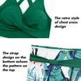 thumbnail image 5 of EHRWE Women High Waisted Bikini Sexy Push Up Two Piece Swimsuits Vintage Swimsuit Two Piece Retro Ruched High Waist Print Bikini Set Green, Sizes S-2XL, 5 of 6