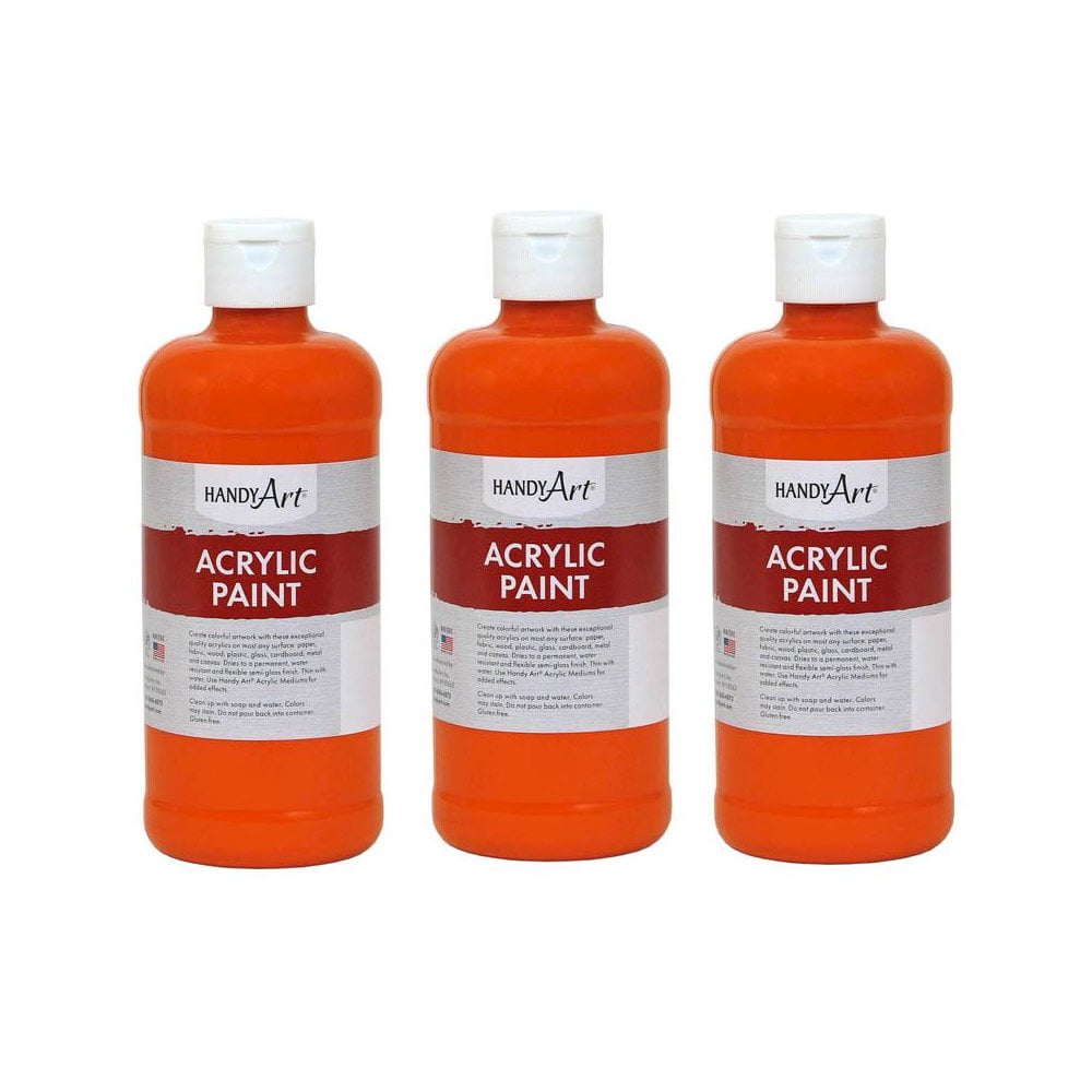 Rock Paint & Handy Art RPC101025-3 16 oz Acrylic Paint, Chrome Orange - 3 Each