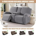 thumbnail image 3 of Recliner Loveseat Cover with Middle Console Stretch Reclining Sofa Slipcover for 2 Seat Jacquard Reclining Couch Sofa Covers Furniture Protector with Elastic Straps Bottom (Light Gray), 3 of 13