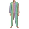 thumbnail image 3 of Fotbe Rainbow Peacock Feathers Pattern Long Sleeve Pajama Set for Men,Sleepwear Set,2-piece Loungewear Set,Soft PJs Comfy Nightwear with Pockets-XX-Large, 3 of 7