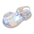 thumbnail image 6 of Toddler Girls Fisherman Sandals Butterfly Rhinestone T-Strap Closed Toe Flat Shoes Lightweight Adjustable Beach Shoes Silver 11 Little Kid, 6 of 7