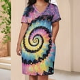 thumbnail image 3 of Colorful Tie Dye Vortex Women's Summer Short Sleeve Casual Dresses Party Dress, 3 of 5