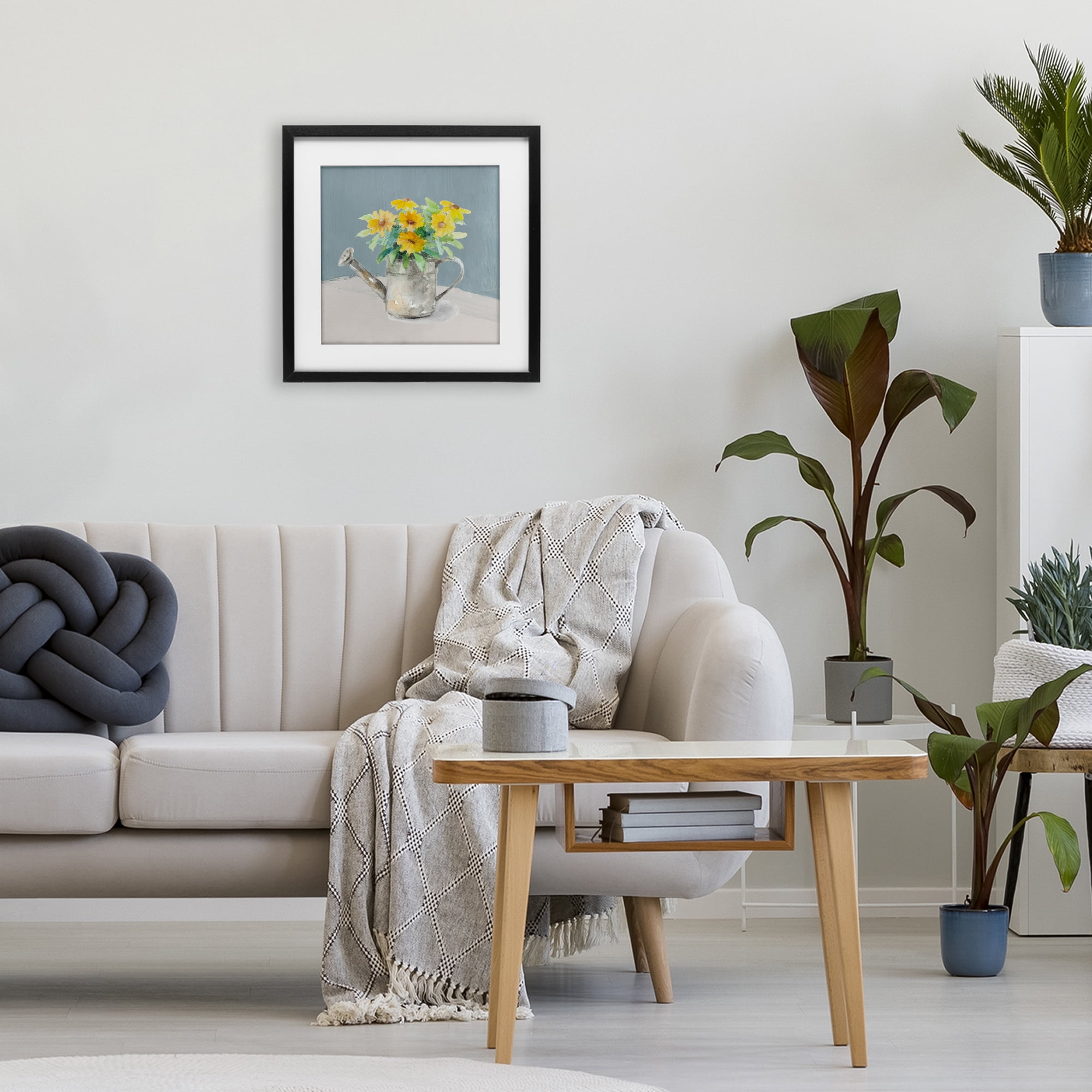 Stupell Industries Daisies in Watering Can Black Framed Print Under Glass, design by Lanie Loreth