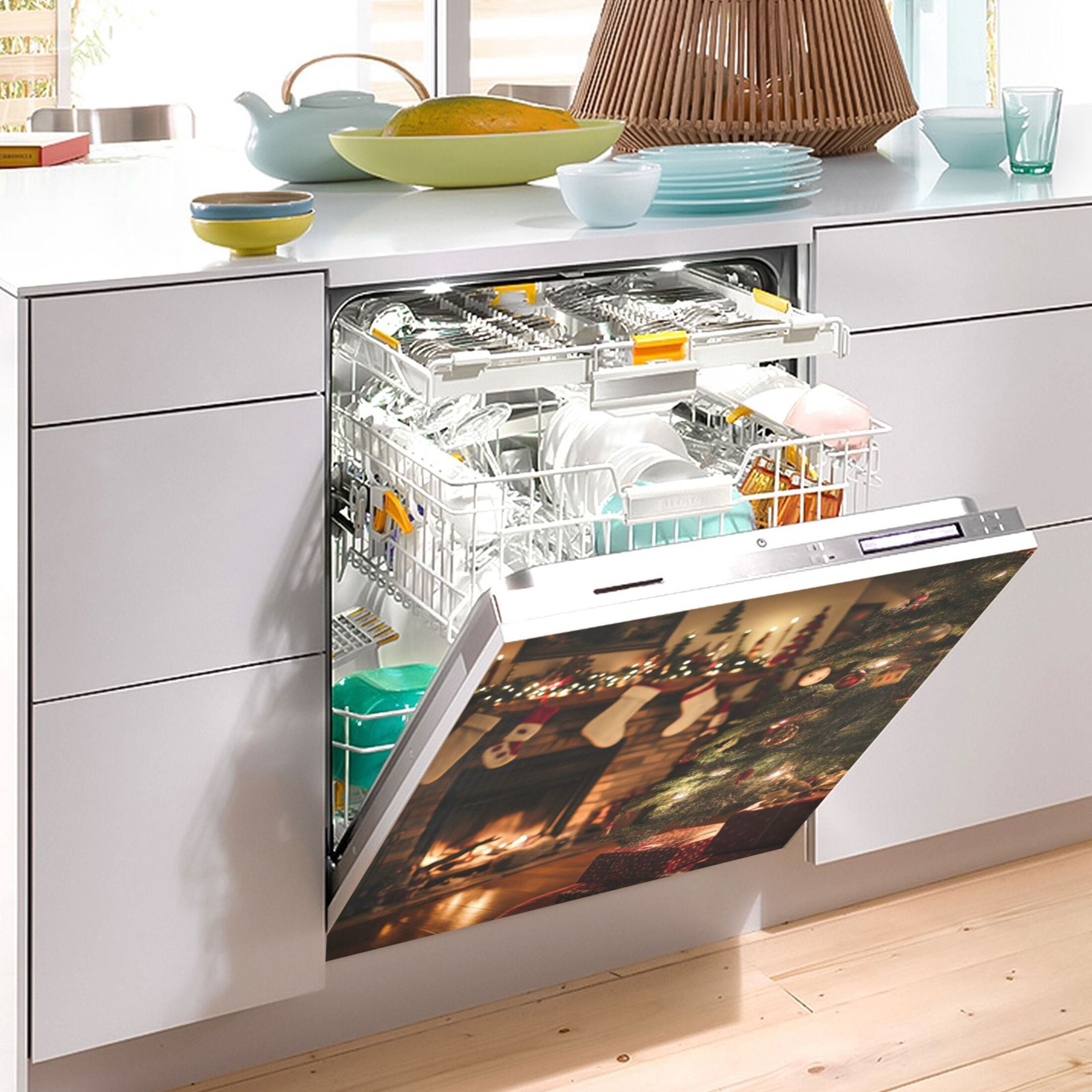 Dishwasher Magnetic Sticker 23x26 Inch Refrigerator Magnetic Sticker Washing Machine Magnetic Sticker Kitchen Panel Magnetic Sticker Home Decor Christmas Fireplace