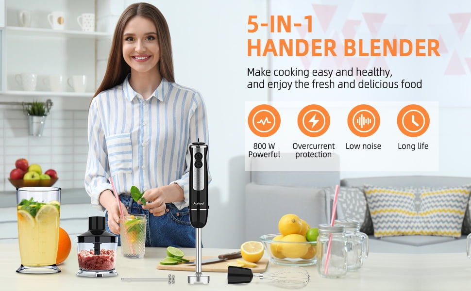 12 Speed 5in1 Stainless Steel Stick Blender with Turbo Mode, 600ML