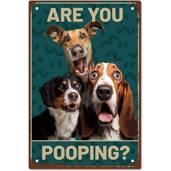 3Dogs Tin Sign Toilet Vintage Metal Sign ARE YOU POOPING Kind Reminder Poster Retro Painting Plaque Iron Sign Wall Decor Art Mural Hanging for Restroom Washroom Bathroom Home 12 x 8 Inch