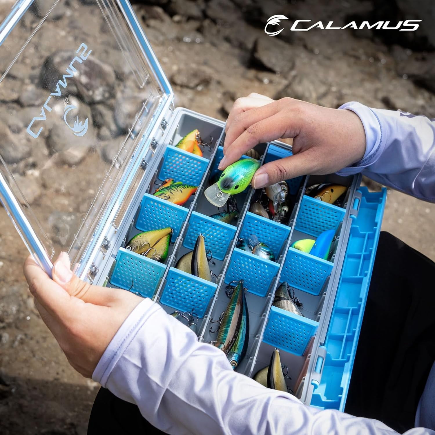 Calamus Waterproof Terminal Tackle Storage Box, 3700*2 Tackle Trays, Fishing Tackle Box Lure Box