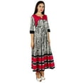 thumbnail image 2 of Bimba Women Long Designer Anarkali Kurti 3/4 Sleeve Kurta Maxi Blouse Black, 2 of 7