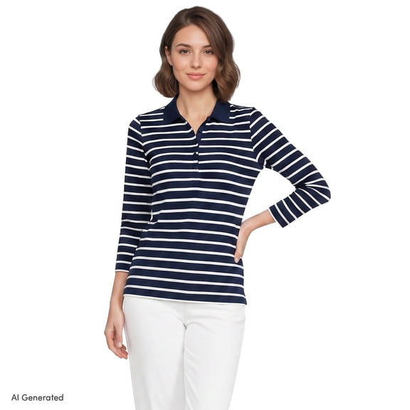 Lands' End Women's 3/4 Sleeve Supima Cotton Polo Shirt
