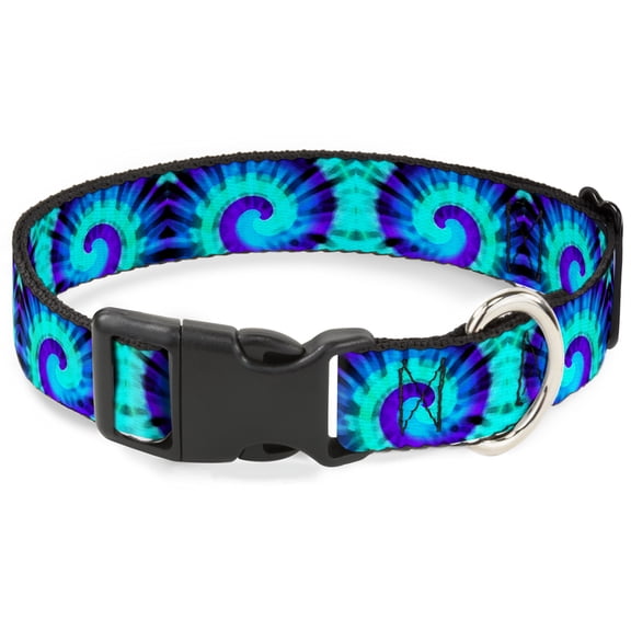 Buckle-Down Pet Collar, Dog Collar Plastic Buckle, Tie Dye Swirl Purples Blues, 7 to 8.5 Inches 0.5 Inch Wide
