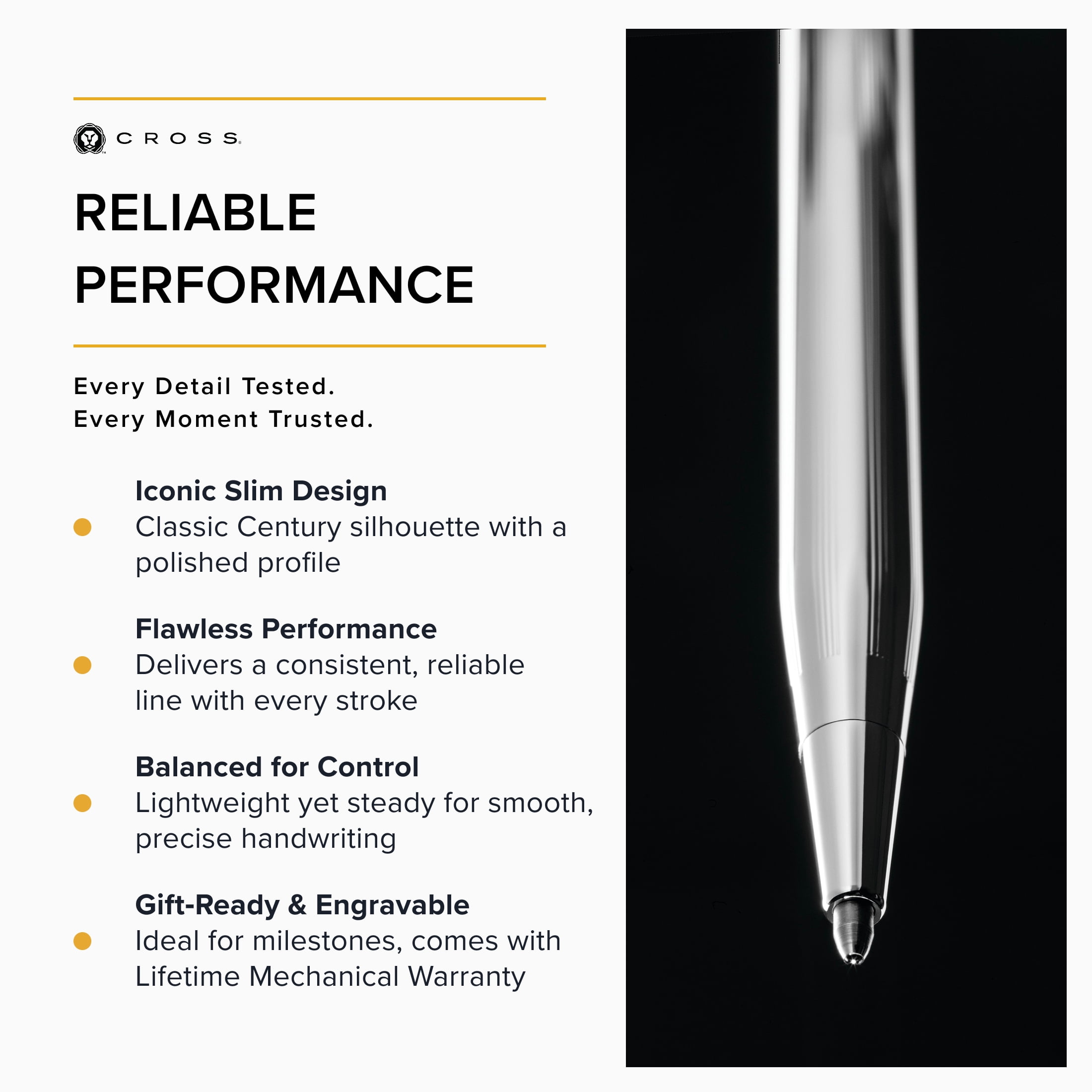 Cross Classic Century Ballpoint Pen, Lustrous Chrome