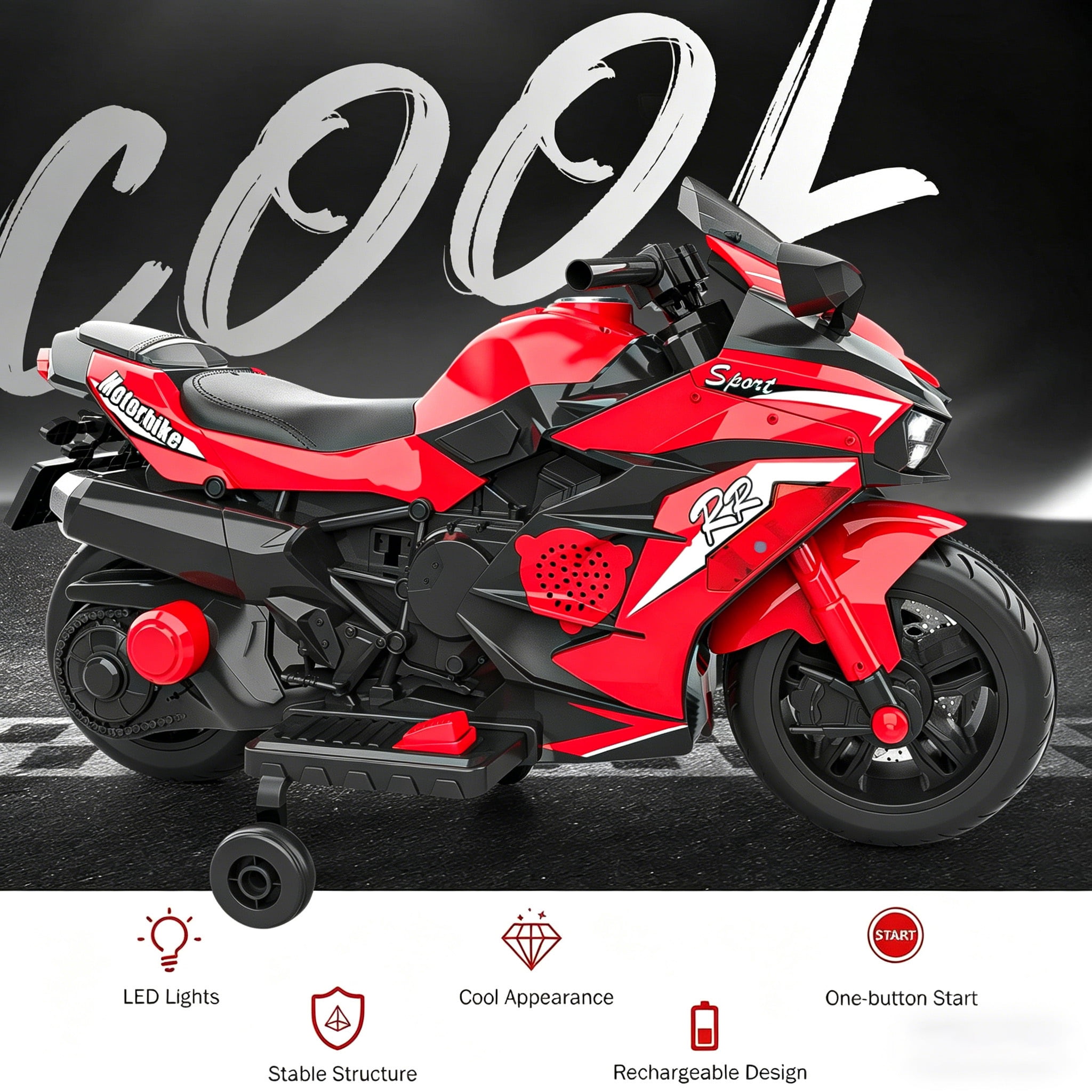 Zogymoz 12V Ride on Motorcycle for Kids, Ride on Toys for Gifts, Electric Motorbike with LED Tire and Bluetooth Music