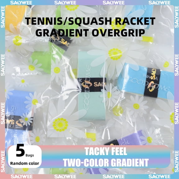 SALYWEE Gradient Color Overgrip - Ultra Sticky & Sweat Absorbent Tennis Squash Grip | Candy Wrapped Packaging | Shock Absorption & Comfort Handle | 1150mm Long PU