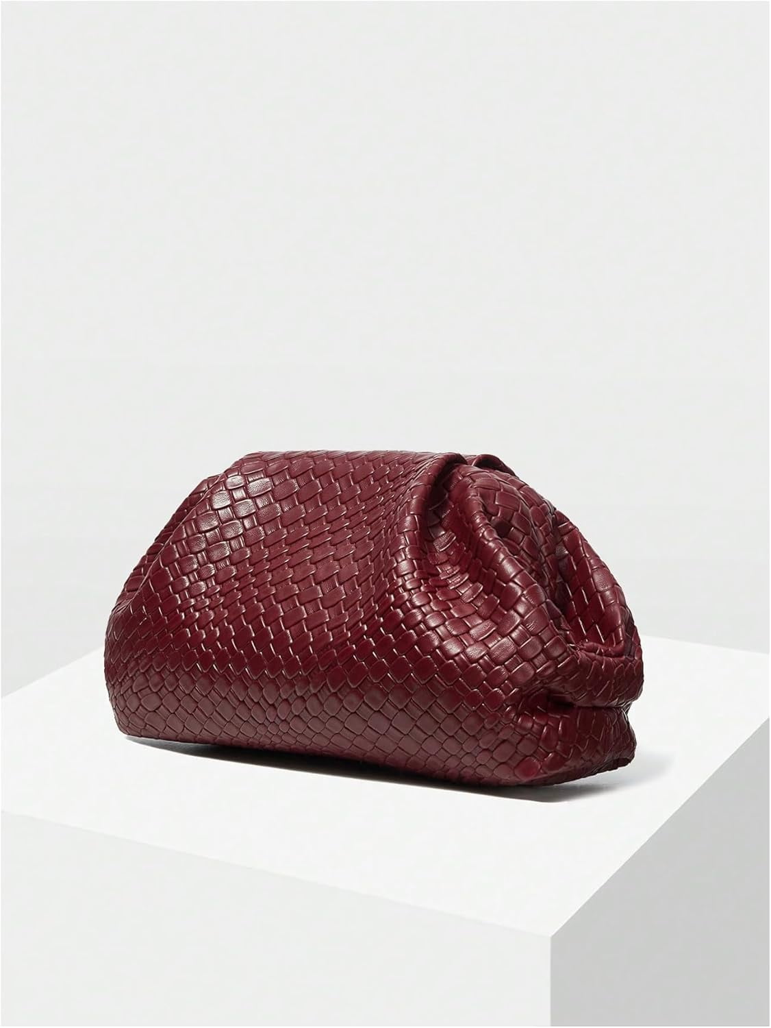 Women's Woven Evening Bag Dumpling Clutch Purse No Strap Handbags Elegant Faux PU Leather Clutch Bag | Woven, No Strap, Elegant, Faux PU Leather
