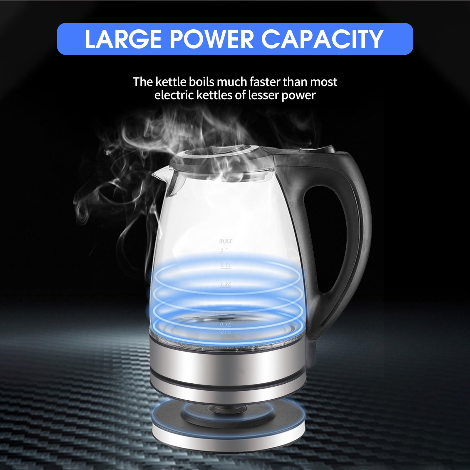 MELNG 1800ml Glass Electric Kettle 1500W Fast Hot Boiling