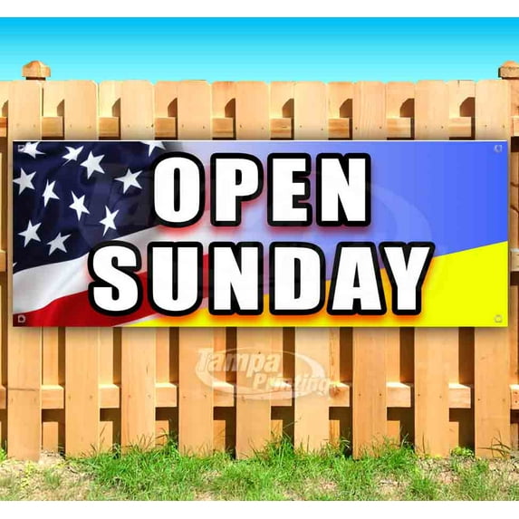 Open Sunday 13 oz Vinyl Banner With Metal Grommets