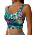 thumbnail image 2 of Balery Watercolor Mandala Pattern Racerback Sports Bras for Women - Padded Seamless High Impact Support for Yoga Gym Workout Fitness-Medium, 2 of 8