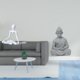 thumbnail image 2 of Estatua de Buda mono pensador abstracto creativo, figura decorativa única, escultura artística, adorno para entrada, dormitorio, hotel, patio, patio t, 2 of 8