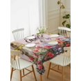 thumbnail image 2 of Spring Easter Bunny Rectangle Tablecloth, Pink Wooden Red Floral Easter Eggs Waterproof & StainResistant Tablecloth, Washable Oil-proof Table Cover for Dining/Party/Wedding/Camping/Buffet 52x70 In, 2 of 9