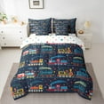 thumbnail image 2 of Homewish Cartoon Train Car 7-Piece Twin Bedding Sets,Multicolor Polka Dots Bedding Comforter Set,Deepblue Orange Sheet Sets For Boys Kids,Luxury Bedroom Decor Reversible, 2 of 8