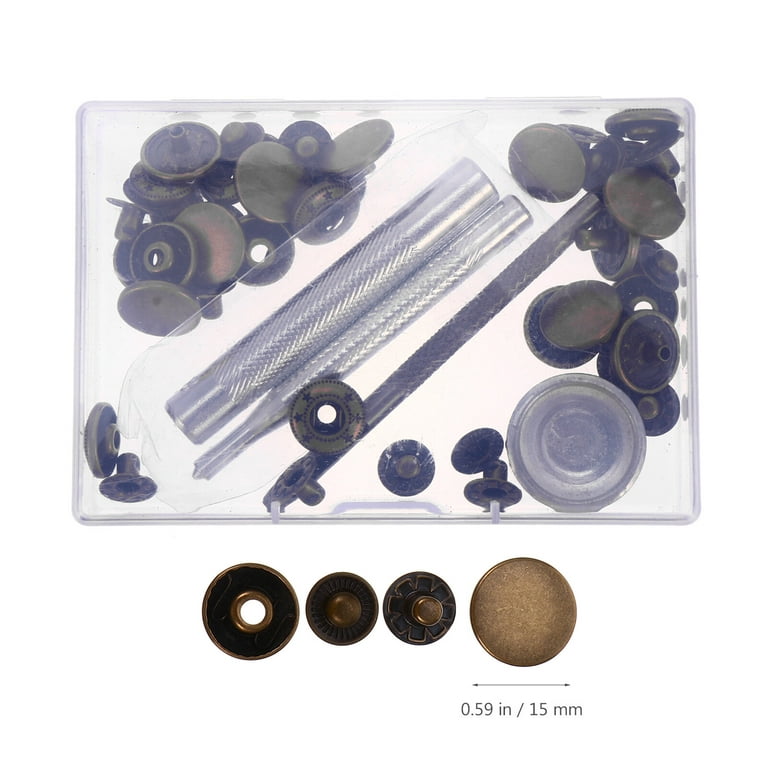 Raydodo 12 Sets Heavy Duty Leather Snap Fasteners Kit, 15mm Metal Snap Buttons Kit Press Studs with 4 Install Tools, Leather Rivets and Snaps for