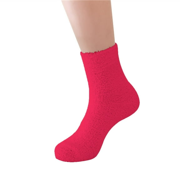 A Pair of Socks Pink Women Fuzzy Fluffy Cozy Slipper Socks Warm Soft Winter Plush Home Sleeping Socks
