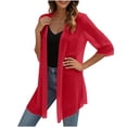 thumbnail image 2 of APEXFWDT Womens Kimono Beach Cover Up Chiffon Cardigan Summer Tops Casual Loose Sheer Open Front Cardigan,XXL,Red, 2 of 8