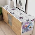 thumbnail image 4 of Pink Blue Floral Table Runner - 90 Inch Long, Kitchen Dining Table Runner Dresser Scarves, Butterflies Vintage Oil Painting Wooden Farmhouse Decor for Coffee Tables Wedding Party Banquet, 4 of 8