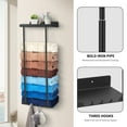 thumbnail image 5 of PHANCIR Retractable Wall-mounted Towel Rack for Bathroom, Metal Towel Holder with Shelf & Hooks, Storage for Bath Towels & Hand Towel, Black, 5 of 8