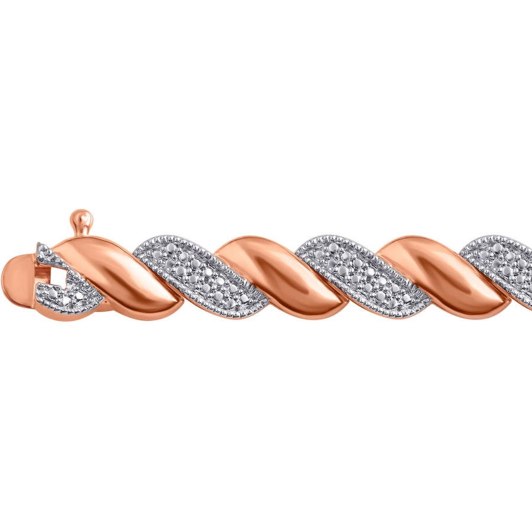 Diamond Accent 14kt Rose-Tone Fashion Bracelet, 7.50"