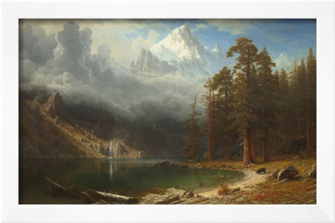 V13-03 Albert Bierstadt In the Mountains Framed Canvas Giclee Print 27"x21" 