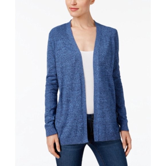 Karen Scott Cotton Open-Front Cardigan, - Blue S