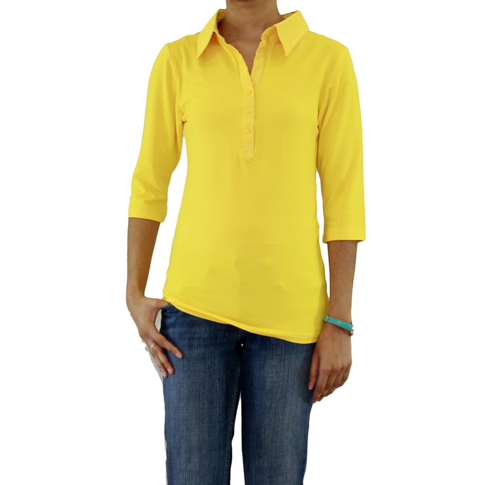 Maks - Ladies Viscose Lycra Long Sleeve Polo Shirt With Satin Collar ...