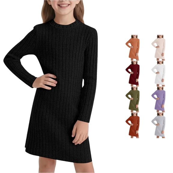 Girls Slim Fit Bodycon Dress Winter Warm Stretchy Turtleneck Long Sleeve Casual Outfits for Toddlers and Kids with Soft for Daily Wear and Holiday Parties Girls Summer Dresses Size 6 9-10 Years