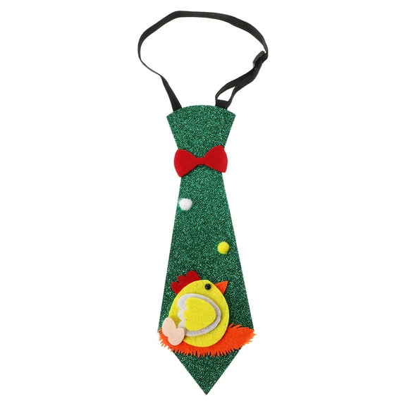TABLZONE Green Non-Woven Fabric Necktie for Kids and Adults, Adjustable Size Easter Party Accessory and Festive Decoration