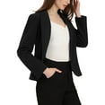 thumbnail image 4 of MODA NOVA Office Crop Blazer for Juniors Long Sleeve Notched Lapel Office Work Crop Blazer Black XS, 4 of 5