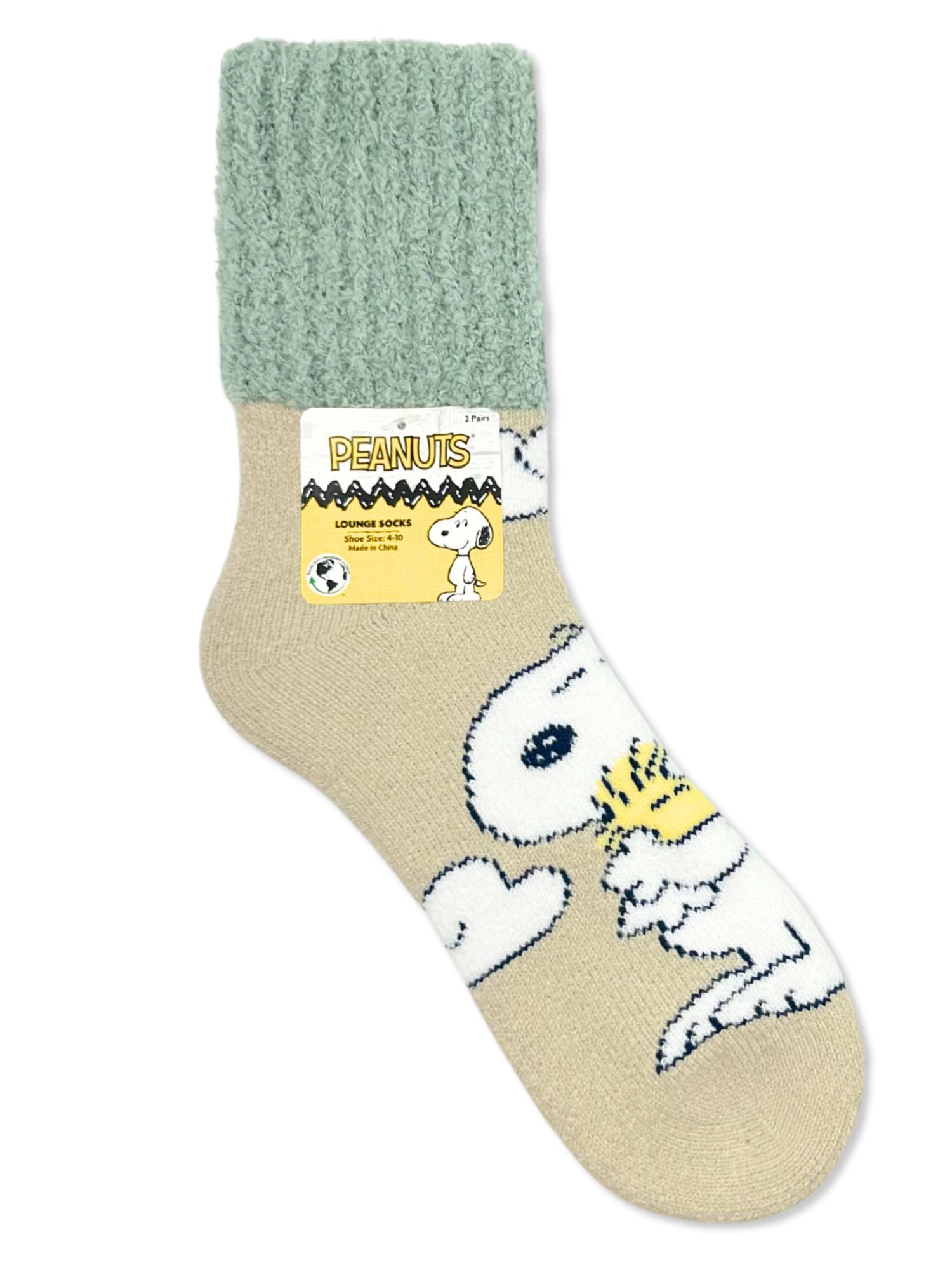 Peanuts Women's Cozy Crew Socks, 2-Pack, Shoe Sizes 4-10