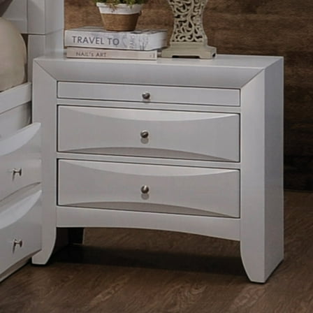 Newboti Furniture Wooden Nightstand with 2 Drawers and 1 Tray, White 07152