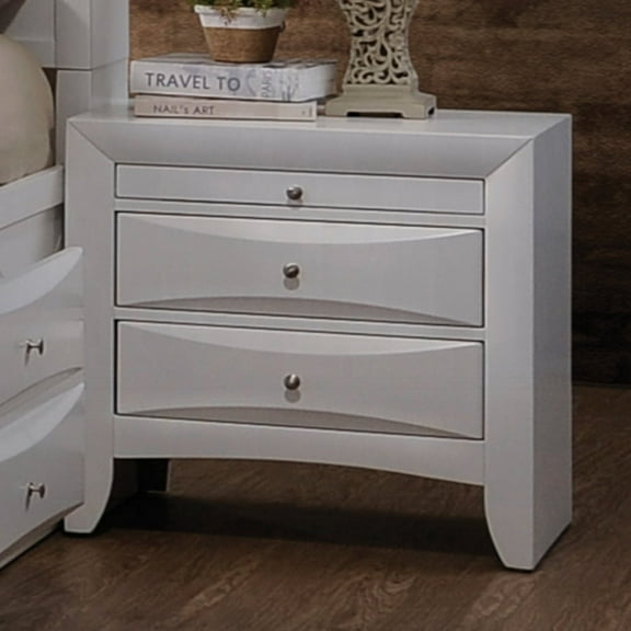 Newboti Furniture Wooden Nightstand with 2 Drawers and 1 Tray, White 07152