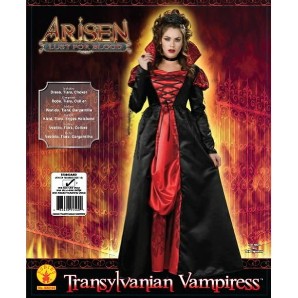 Robe de Vampire Transylvanien Rubis avec Diadème et Choker, Noir, Standard