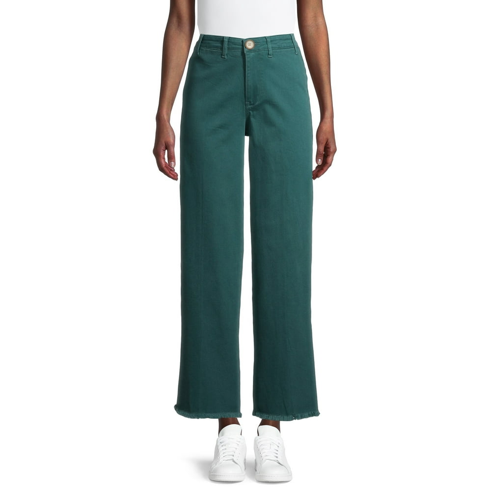 Time and Tru - Time and Tru Women's High Rise Wide Leg Crop Pants ...
