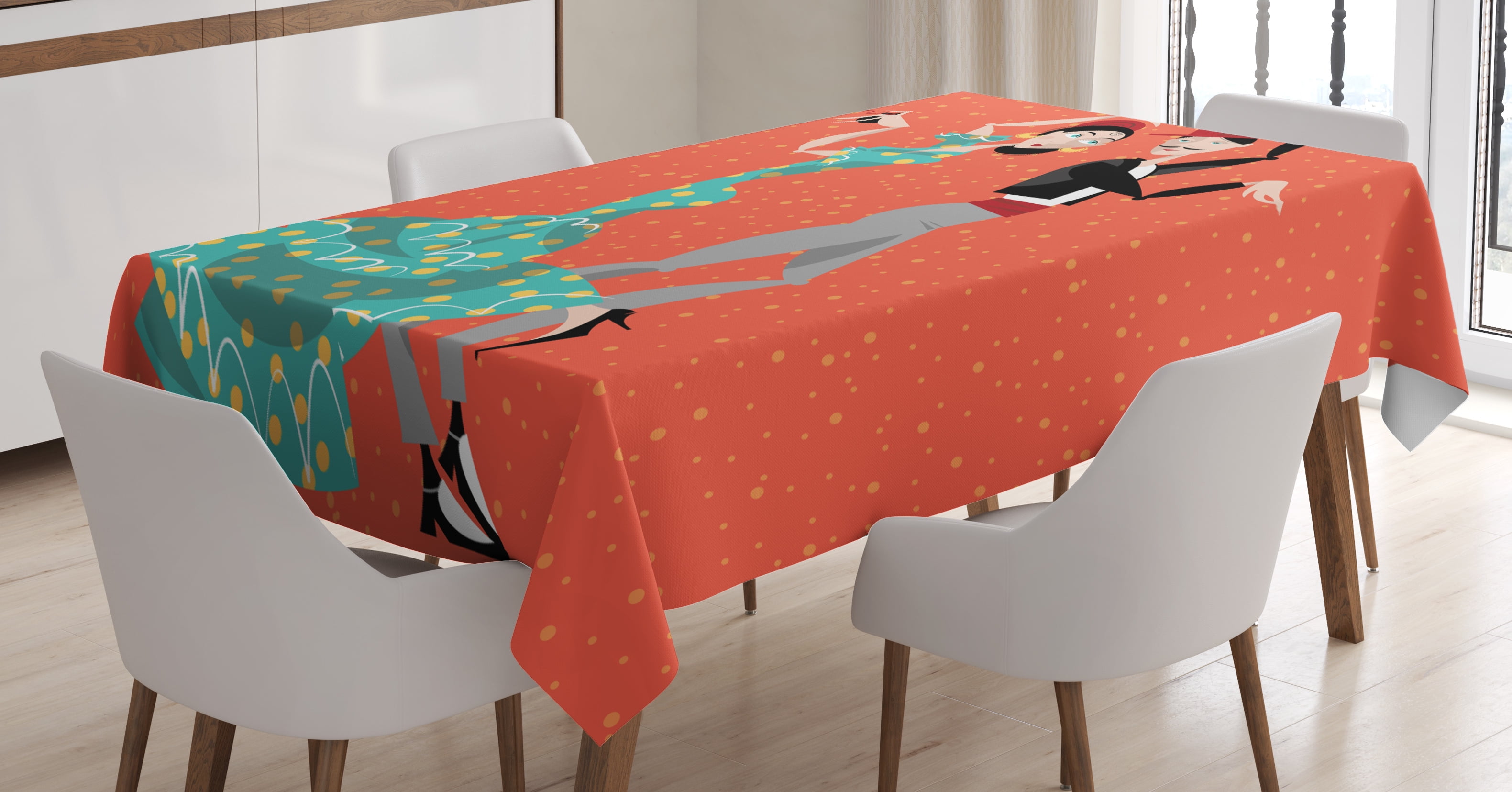 Spanish Tablecloth, Ethnic Flamenco Dancers Couple Performing in