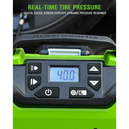 Greenworks - 24 Volt Battery Powered 160-PSI Inflator with 2.0 Ah USB-C Battery & Charger - Green