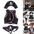 thumbnail image 2 of Pirate Costume Set Pirate Eye Patches Skull Pattern Pirate Hat Halloween Pirate Cosplay Accessories Multicolor, 2 of 4
