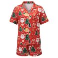 thumbnail image 2 of RUINIXCW Christmas Family Pajamas Matching Set Short Sleeve Christmas Elements Print Shirt Shorts Sleepwear, 2 of 7