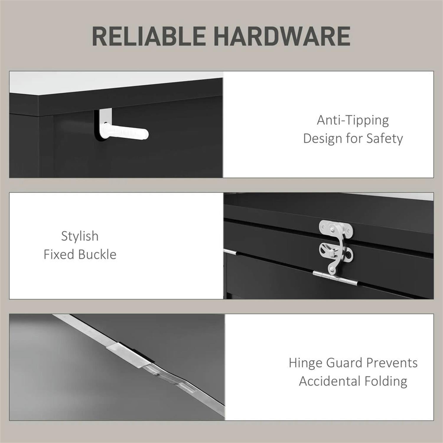 Demi Bonn Folding Computer Desk with Blackboard, Wall-Mounted Home Office, Desk with Side Shelf, Space-Saving, Black